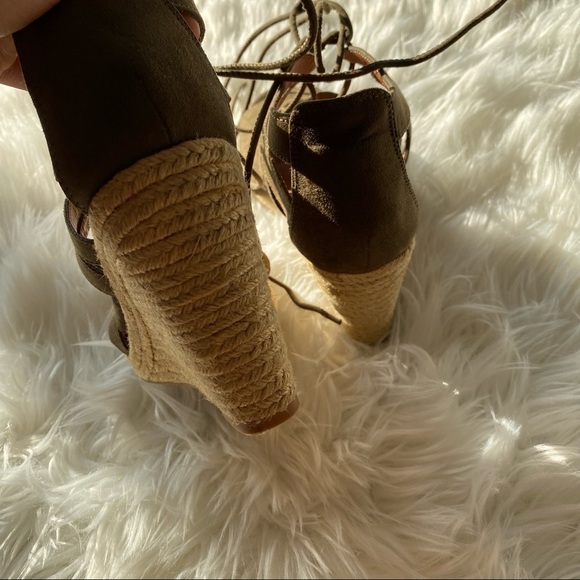 H&M Platform espadrille sandal wedges for women in army green - Picture 4 of 7